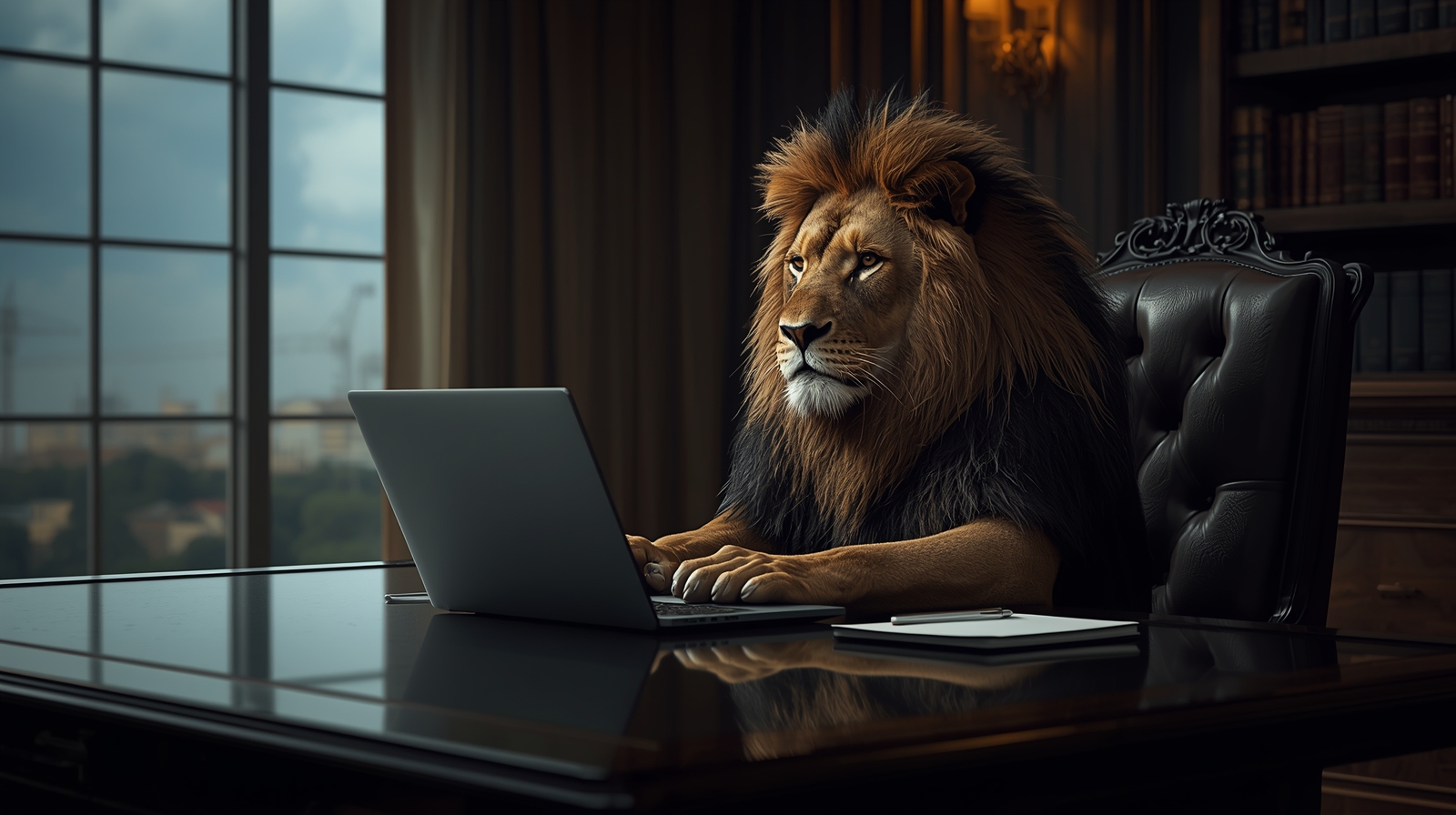 Lucid_Origin_Um_leo_imponente_com_uma_juba_densa_e_dourada_sen_2